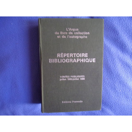 Répertoire bibliographique juillet 1985-juillet 1986