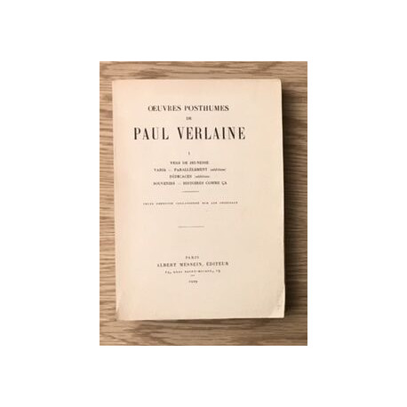 Œuvres posthumes de Paul Verlaine tome 1