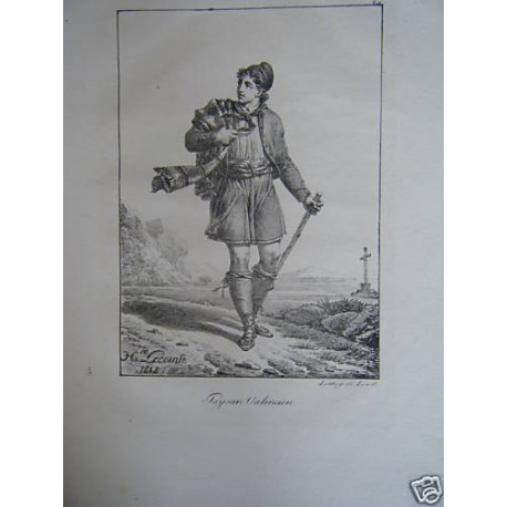 LITHOGRAPHIE DE LECOMTE 1818 PAYSAN VALENCIEN ESPAGNE