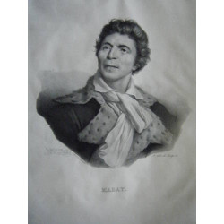 LITHOGRAPHIE ORIGINALE DELPECH 1824 MARAT MEDECIN HOMME POLITIQUE...
