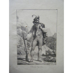 LITHO DE LECOMTE 1817 CHASSEUR TYROLIEN AUTRICHE