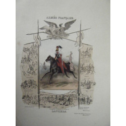 LITHOGRAPHIE GOUACHEE GOMMEE ARMEE FRANCAISE 1er EMPIRE