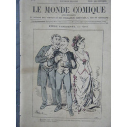 LE MONDE COMIQUE N° 11 VERS 1880 GRAVURE EN COULEUR DE ROBIDA...