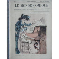 LE MONDE COMIQUE N° 64 VERS 1880 GRAVURE COULEUR DE ROBIDA PIANO...