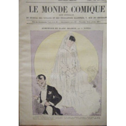 LE MONDE COMIQUE N° 131 VERS 1880 GRAVURE COULEUR ROBIDA MARIAGE...