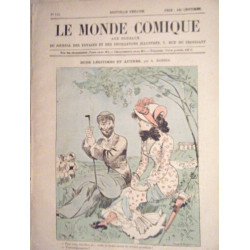 LE MONDE COMIQUE N° 134 VERS 1880 GRAVURE COULEUR ROBIDA DUOS...