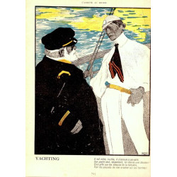 GRAVURE COULEUR DE XAVIER GOSE 1902 YACHTING - BOXEUR ANGLAIS