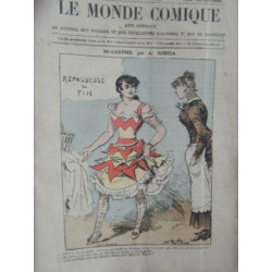 LE MONDE COMIQUE N° 334 VERS 1880 GRAVURE EN COULEUR DE ROBIDA MI...