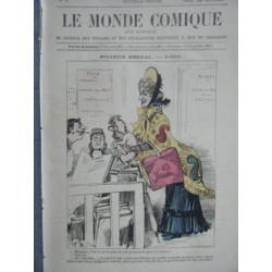 LE MONDE COMIQUE N° 70 VERS 1880 GRAVURE EN COULEUR DE ROBIDA...