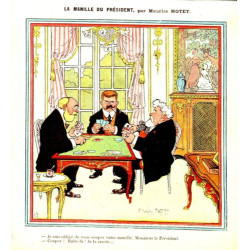 GRAVURE COULEUR 1908 D' APRES DESSIN DE MAURICE MOTET JEU MANILLE...