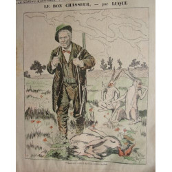 PLANCHE COULEUR DESSIN DE LUQUE VERS 1898 LA CHASSE LE BON CHASSEUR