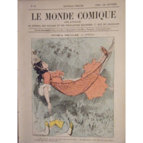 LE MONDE COMIQUE N° 90 VERS 1880 GRAVURE EN COULEUR DE ROBIDA SOUS...