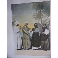 PLANCHE COULEUR VERS 1890 MUSICIENS ARABES EGYPTE