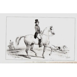 LITHOGRAPHIE DE VICTOR ADAN 1856 CHEVAUX de L' EQUITATION