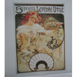 TIRAGE MODERNE DE MUCHA 20ème PUBLICITE BISCUITS LEFEVRE UTILE 1897