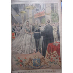GRAVURE SUR BOIS 1901 TIREE PETIT JOURNAL SUPP MARIAGE REINE...
