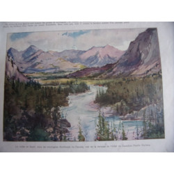 Planche couleur 1925 tiree de l illustration la vallee de banff...