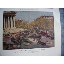 Planche couleur 1925 tiree de l' illustration ASPECTS DU PARIS...