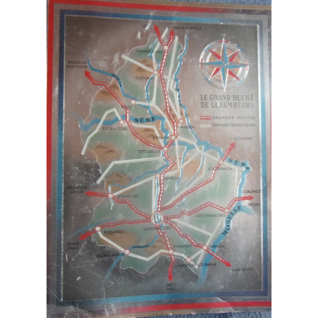 Planche couleur cartonnee carte grand duche de luxembourg