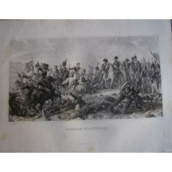 Gravure sur acier 1844 MILITARIA BATAILLE D' AUSTERLITZ