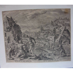 Gravure de Maerten De Vos VERS 1580 CONTRUCTION de la citadelle...