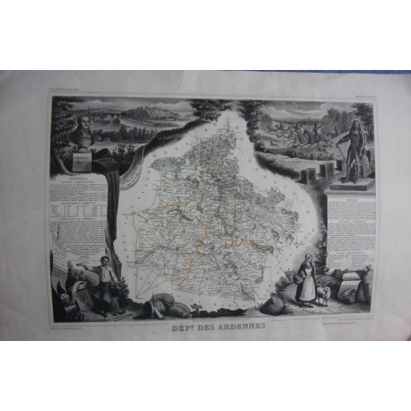 Carte de levasseur vers 1850 departement DES ARDENNES