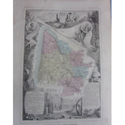 Carte de levasseur AQUARELLEE vers 1850 departement DE LA GIRONDE